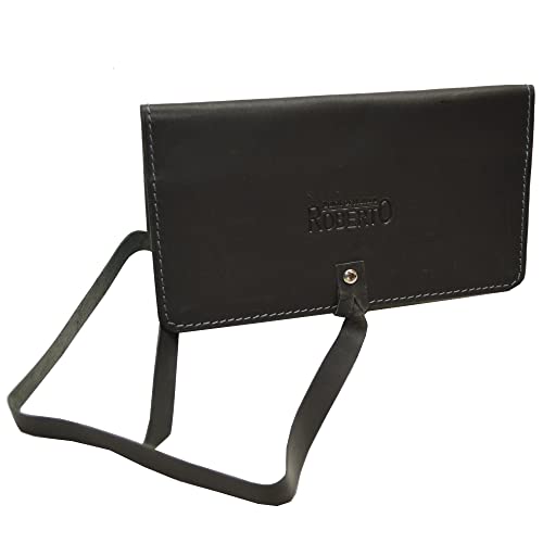 Tabaktasche braun aus echtem Leder mit Paper Fach Tabakbeutel Drehertasche (schwarz) von flevado