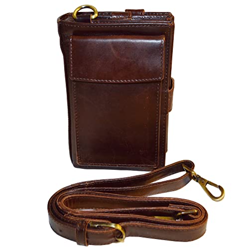 XXL Luxus Organizer Geldbörse Buisness Tasche Büffelleder Reise Geldbeutel Urlaub Freizeit Glattleder für Damen und Herren mit RFID (braun) von flevado