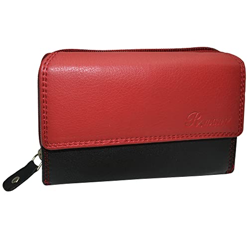 flevado Damen Geldbörse mit RFID Schutz und viel Stauraum (schwarz-rot) von flevado