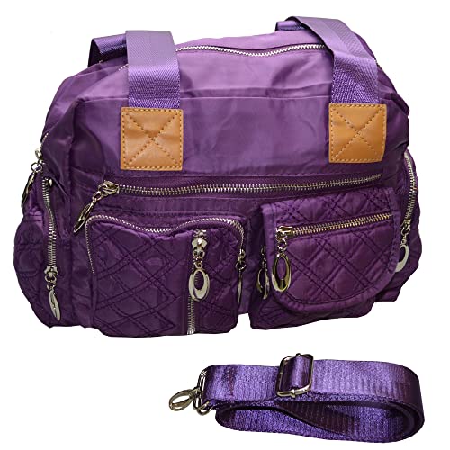 flevado Damen Schultertasche Umhängetasche viel Stauraum Handtasche Farbe wählbar (Lila) von flevado