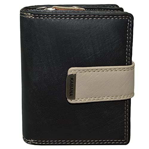 flevado Damengeldbörse Brieftasche Echt Leder mit Riegelverschluss RFID Schutz Handarbeit Farbe wählbar (schwarz beige) von flevado