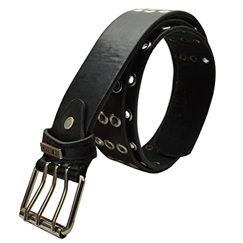 flevado Dreier Nietengürtel 3 Loch Gürtel in mehreren Farben (Schwarz, 95) von flevado