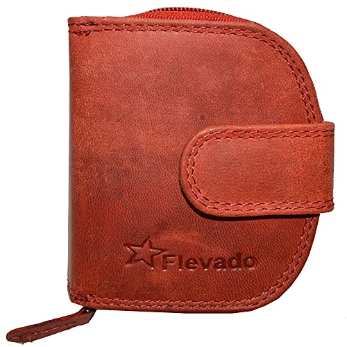 flevado Elegante Kleine Halbrunde Damen Geldbörse Wildleder mit RFID Schutz (rot) von flevado