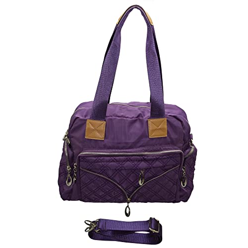 flevado Große Damen Schultertasche Handtasche Alltagstasche Freizeit abnehmbarer Schulterriemen Farbe wählbar (Lila) von flevado