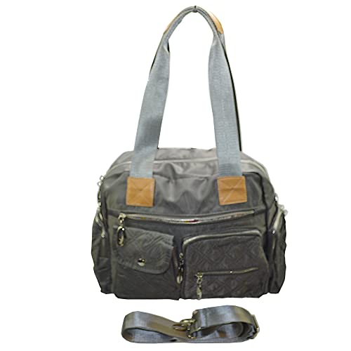 flevado Große Damen Schultertasche Handtasche Umhängetasche viel Stauraum Farbe wählbar (Grau) von flevado