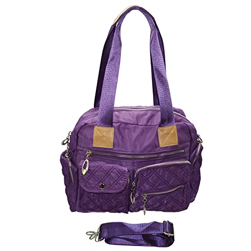 flevado Große Damen Schultertasche Handtasche Umhängetasche viel Stauraum Farbe wählbar (Lila) von flevado