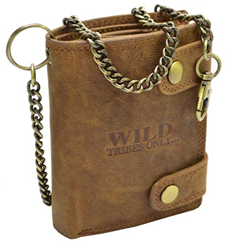 flevado Herren Bikerbörse Brieftasche mit RFID Schutz Doppelnaht Riegelverschluss und Hosenkette Hochformat von flevado