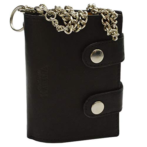 flevado Herren Brieftasche Ledergeldbörse Hochformat mit Karabiener Hosenkette schwarz von flevado