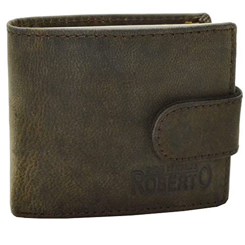 flevado Herren Geldbörse Börse Dunkelbraun querformat Riegelverschluß Brieftasche Männer echt Leder mit RFID von flevado