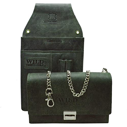 flevado Kellnerset Kellner Geldbörse und Tasche echt Leder in Grün von flevado