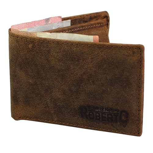 flevado Kleine Herren Brieftasche Geldbörse Echt Leder Braun Querformat von flevado