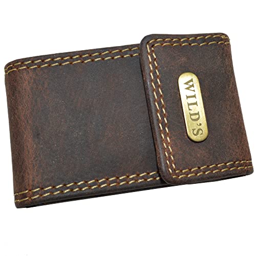 flevado Kleine Wildleder Mini Geldbörse Damen/Kinder Unisex Druckknopfverschluss in 2 Farben (Braun) von flevado