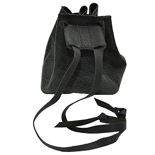 Lederbeutel Kleingeldtasche Mittelalterliche Geldbeutel aus Wildleder (schwarz ohne DK) von flevado