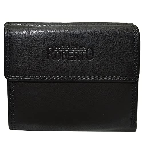 flevado Weiches Nappa 100% Leder Geldbörse für Damen Wiener Schachtel mit RFID (schwarz) von flevado