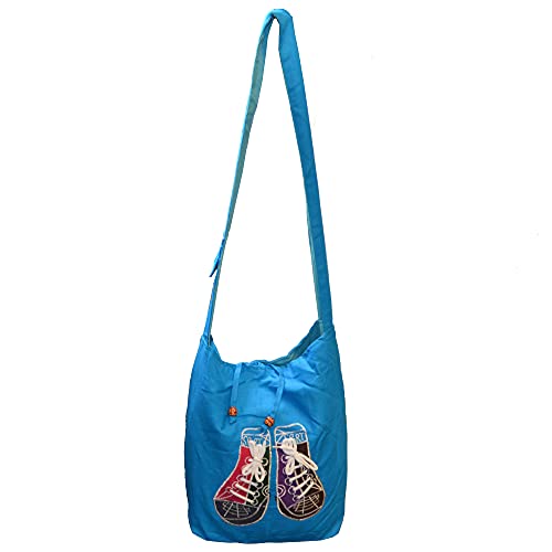 flevado Yogi Damen Tasche Freizeittasche Festival Schultertasche Schuh Motiv Farbe wählbar (Blau) von flevado