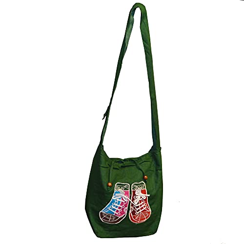 flevado Yogi Damen Tasche Freizeittasche Festival Schultertasche Schuh Motiv Farbe wählbar (Grün) von flevado