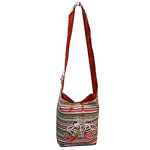 flevado Yogi Damen Tasche Freizeittasche Festival Schultertasche Schuh Motiv Farbe wählbar (Bunt gestreift) von flevado