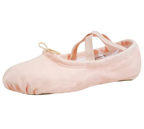 flexdans Ballettschuhe, Ballettschläppchen aus Doppelschicht Canvas, Tanzschuhe Geteilte Ledersohle Ballett Schuh für Kinder und Erwachsene Pink 27 von flexdans