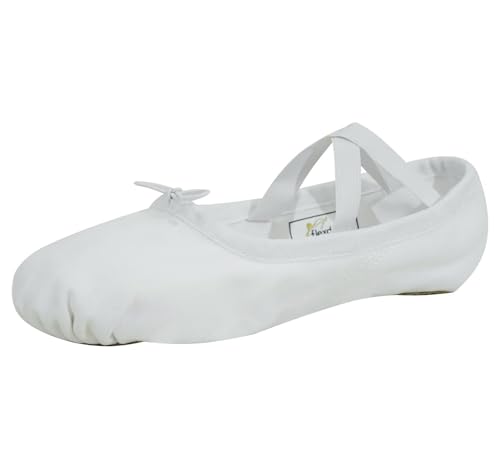flexdans Ballettschuhe, Ballettschläppchen aus Doppelschicht Canvas, Tanzschuhe Geteilte Ledersohle Ballett Schuh für Kinder und Erwachsene White 44 von flexdans