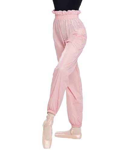 flexdans Damen Ripstop Pant Hose, Leichte, Dünne Hochtaillierte Aufwärmhose Balletthose für Mädchen Damen 9350 Pink M von flexdans