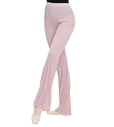 flexdans Damen Tanzhose,Wide Leg Strick Aufwärm Ballett Hosen fur Tanz 9351 Pink M von flexdans