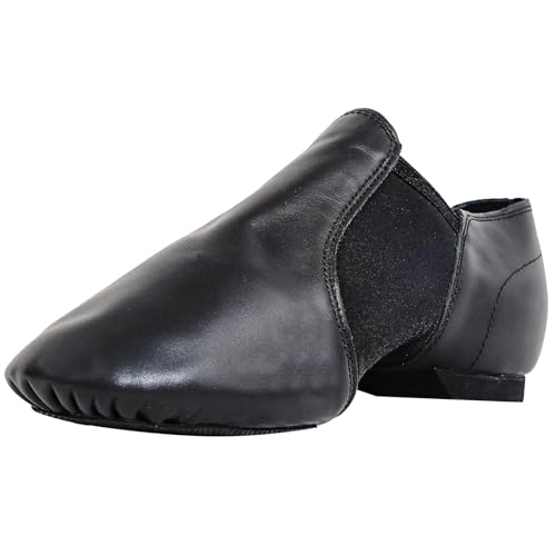 flexdans Jazzschuhe, Slip On Jazz Schuhe Echtes Leder Geteilte Sohle, Tanzpraxis & Performance Jazz Tanzschuhe für Damen Herren F010 Black 36 von flexdans