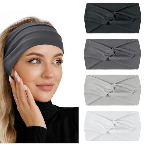 Flintronic 4 PCS Sports Damen Stirnband, Baumwollstretch Schweißband Mischfarben, Wicking Stretchy Stirnband für Frauen Sport/Yoga/Laufen/Fitness Flintronic 4 PCS Sports Damen Stirnband, Baumwollstretch Schweißband Mischfarben, Wicking Stretchy Stirnband für Frauen Sport/Yoga/Laufen/Fitness von flintronic