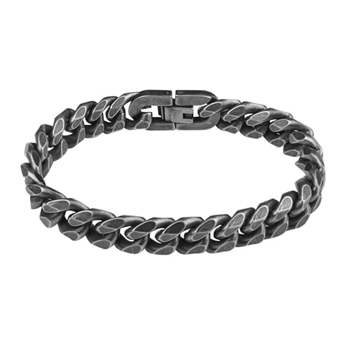 flintronic Armkette Herren Edelstahl, Herren Armband Panzerkette für Männer/Jungen, Schwer Glieder Cuban Link Armband, Armreif Hip Hop Rapper Modeschmuck 10mm Breit/19CM Lang von flintronic