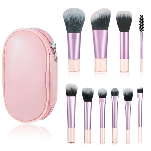 Flintronic Travel Mini-Pinsel-Set, 10 Stück Pinselset Makeup, Professionelle Make Up Pinsel Set mit Schminktasche, Puder Foundation Concealer Lidschatten Eyeshadow Schmink Pinsel von flintronic
