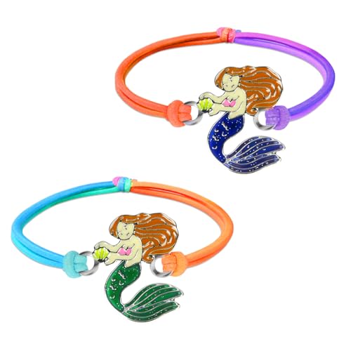 flintronic 2 Stück Meerjungfrau Armband, Stimmungsarmband mit Anhänger für Kinder, Wechselt die Farbe, Kinderarmband in leuchtenden Regenbogenfarben, Kindergeburtstag Gastgeschenke für Jungen&Mädchen von flintronic