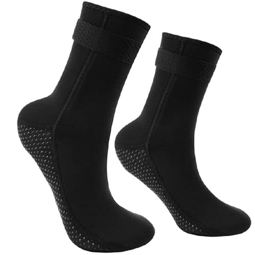 flintronic 3mm Neopren Socken, Tauchsocken Neoprensocken mit Klettverschluss, Rutschfeste Wassersport Schwimmen Socken für Damen und Herren, zum Schnorcheln, Surfen, Segeln, Schnorcheln, Wassersport von flintronic