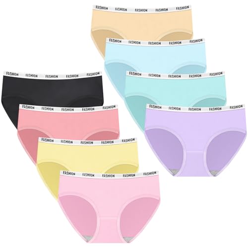 flintronic 8 Pack Teenager Unterhosen Mädchen, Unterwäsche Slip, Atmungsaktive Bequeme Slips, Schnelltrocknend Panties, Taillenslips, Höschen, 8-18 Jahren, M flintronic 8 Pack Teenager Unterhosen Mädchen, Unterwäsche Slip, Atmungsaktive Bequeme Slips, Schnelltrocknend Panties, Taillenslips, Höschen, 8-18 Jahren, M von flintronic