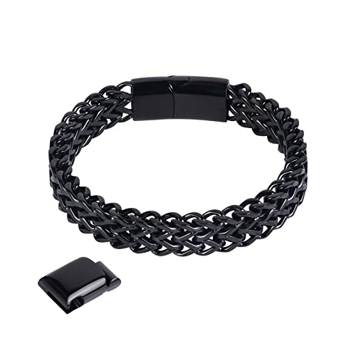 flintronic Armkette Herren Edelstahl, Herren Armband Panzerkette für Männer/Jungen, Schwer Glieder Cuban Link Armband, Armreif Hip Hop Rapper Modeschmuck 12mm Breit/21CM Lang von flintronic