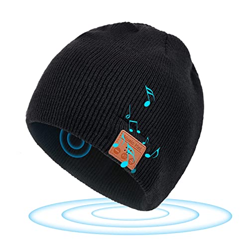 flintronic Bluetooth Beanie Mütze, Winter Wärmer Wiederaufladbare Strickmützen, Pferdeschwanz Mützen Ideen Musik Mütze Tech Geschenke für Männer Frauen von flintronic