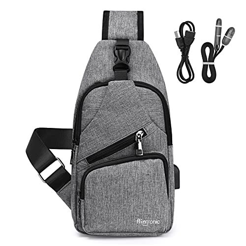 flintronic Brusttasche,Messenger Bag Sling Bag mit Verstellbarem,Herren Taschen Rucksack Umhängetaschen Schultertasche Reisetaschen für Männergeschäft,Shoppen,Wandern(Kommt mit 1 USB-Datenkabel) von flintronic