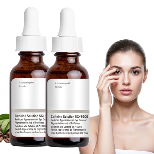 flintronic Caffeine Solution 5% + EGCG, 2PCS Caffeine Eye Serum, Against Dark Circles and Swelling, Anti-Aging Wrinkles, Removal of Eye Bags, Anti-Ageing Eye Care Serum for Men and Women, 30 ml*2 von flintronic