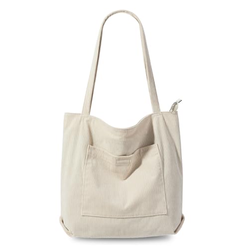 flintronic Damen Handtasche, Umhängetasche Damen, Cord Tasche Damen Umhängetasche, Shopper Schultertaschen, Handtasche Einkaufstasche für Arbeit Reisen Einkaufen Schule Alltag von flintronic