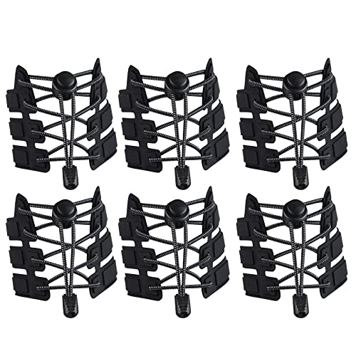 flintronic Elastische Schnürsenkel 6-Pack, mit Schnellverschluss, Einstellbare mit Strong-Verschluss für Erwachsene und Kinder, Herren, Damen (Schwarz) von flintronic