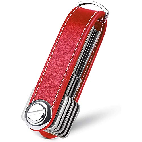 flintronic Key Organizer | Schlüsselanhänger Echtes Leder | Pocket Smart Key Holder mit Stilvoller,Funktionaler und Praktischer Geschenkbox (für 7-9 Mehrfachschlüssel)-Rot von flintronic