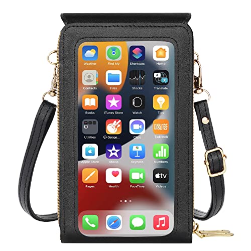 flintronic Klein Handy Umhängetasche Damen PU Leder Touchscreen Geldbörse Geldbeutel Crossbody Umhängetaschen Handytasche Handtasche Brieftasche Zum Umhängen für Handy unter 6 Zoll von flintronic