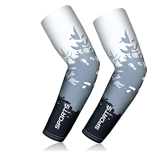 flintronic Arm Sleeves,Unisex Wärmer UV-Schutz Ärmel UPF 50, Rutschfest Kühlung Armlinge Feuchtigkeitsableitende zum Bedecken der Arme für Laufen, Reiten, Golf, Basketball (L) von flintronic