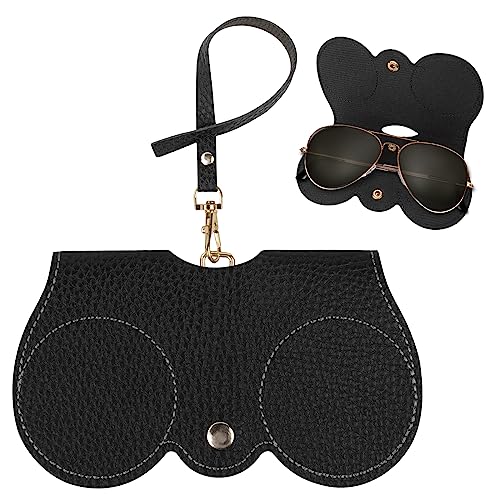 flintronic Mode Sonnenbrillenetui, Tragbares Etui Für Sonnenbrillen, Brillenetui Sonnenbrille Weich mit Trageschlaufe, Trend Leder Sonnenbrille Tasche, Brillentasche für Damen und Herren von flintronic