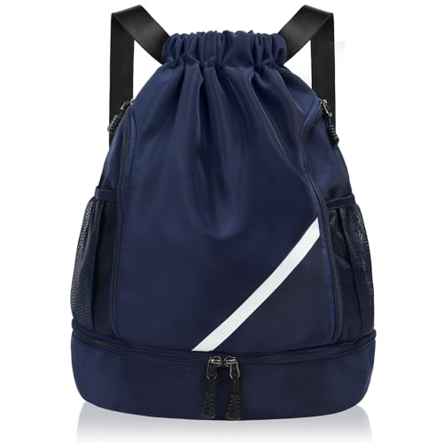 flintronic Mode Sport Rucksäcke, Turnbeutel, Große Kapazität Kordelzug Sporttasche, Gymsack Wasserfest Sporttasche, Turntasche mit Schuhfach & Wasserflaschen-Netztaschen, für Erwachsener Jugend von flintronic