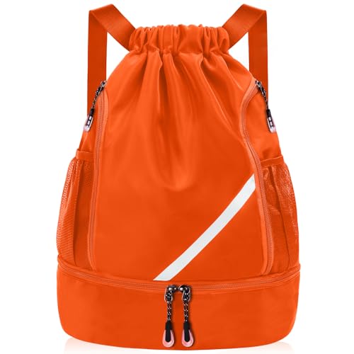 flintronic Mode Sport Rucksäcke, Turnbeutel, Große Kapazität Kordelzug Sporttasche, Gymsack Wasserfest Sporttasche, Turntasche mit Schuhfach & Wasserflaschen-Netztaschen, für Erwachsener Jugend von flintronic