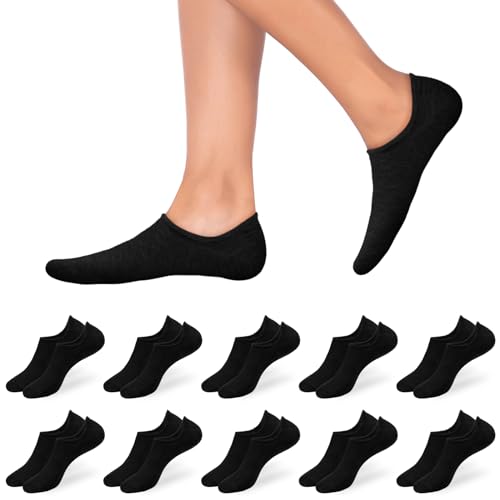 flintronic Sneaker Socken Damen, 10 Paar Damen Füsslinge Herren, No Show Socken mit Rutschfest Silikon, Unsichtbare Sneakersocken Unisex, Atmungsaktiv Kurzsocken Baumwolle 35-38/39-42 von flintronic