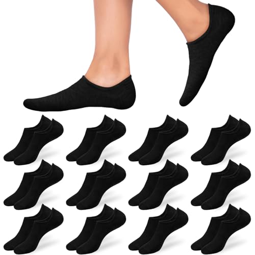 flintronic Sneaker Socken Damen, 12 Paar Füßlinge Damen Herren, No Show Socken mit Rutschfest Silikon, Sneakersocken Unsichtbare Unisex, Kurze Socken Baumwolle Atmungsaktiv 35-38/39-42 von flintronic