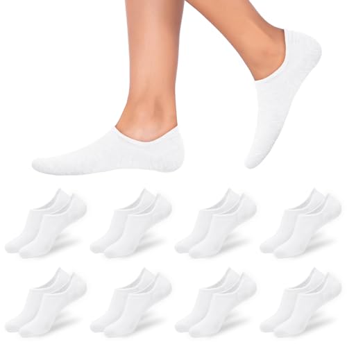 flintronic Sneaker Socken Damen, 8 Paar Füßlinge Damen Herren, No Show Socken mit Rutschfest Silikon, Sneakersocken Unsichtbare Unisex, Kurze Socken Baumwolle Atmungsaktiv 35-38/39-42 von flintronic