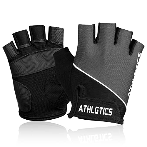 flintronic Sports Fahrradhandschuhe, Anti-Rutsch-Stoßdämpfende Halbfinger Fitness Handschuhe, Mountain Road Bike Handschuhe, Atmungsaktive Trainingshandschuhe mit Mikrofasergewebe, Schwarz-M von flintronic