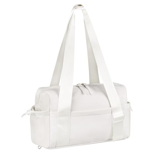 flintronic Sporttasche Reisetasche Damen Klein, Mini Wasserdicht Fitnesstasche mit Nassfach, Verstellbarer Schultergurt Kleine Reisetasche Damen Weekender, 30 x 11.5 x 18 cm (Weiß) von flintronic