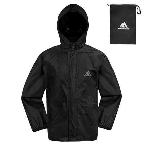 flintronic Unisex Kinder Faltbare Regen, Kinder Regenjacke, Wasserdichte Kinderjacke, Wind-und wasserdicht Regenmantel, L (11-12 Jahre) von flintronic